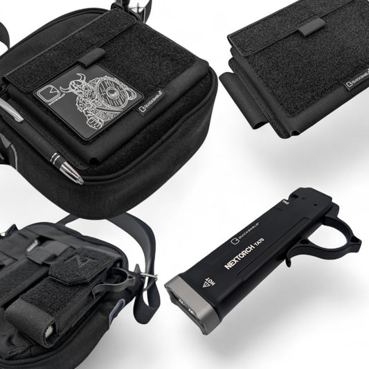 QUICKSHIELD® Casual Tac EXTREME-BUNDLE: Quickshield® mit Casual Tac Tasche / Velcro Pouch / NEXTORCH TA70 / NEXTORCH Holster